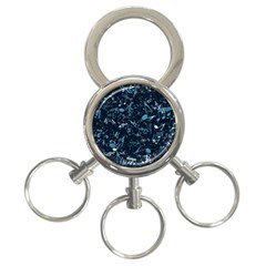 Prussian Blue Music Notes 3-ring Key Chain by SpinnyChairDesigns