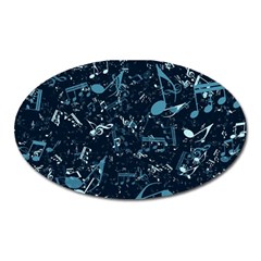 Prussian Blue Music Notes Oval Magnet by SpinnyChairDesigns