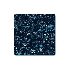 Prussian Blue Music Notes Square Magnet by SpinnyChairDesigns