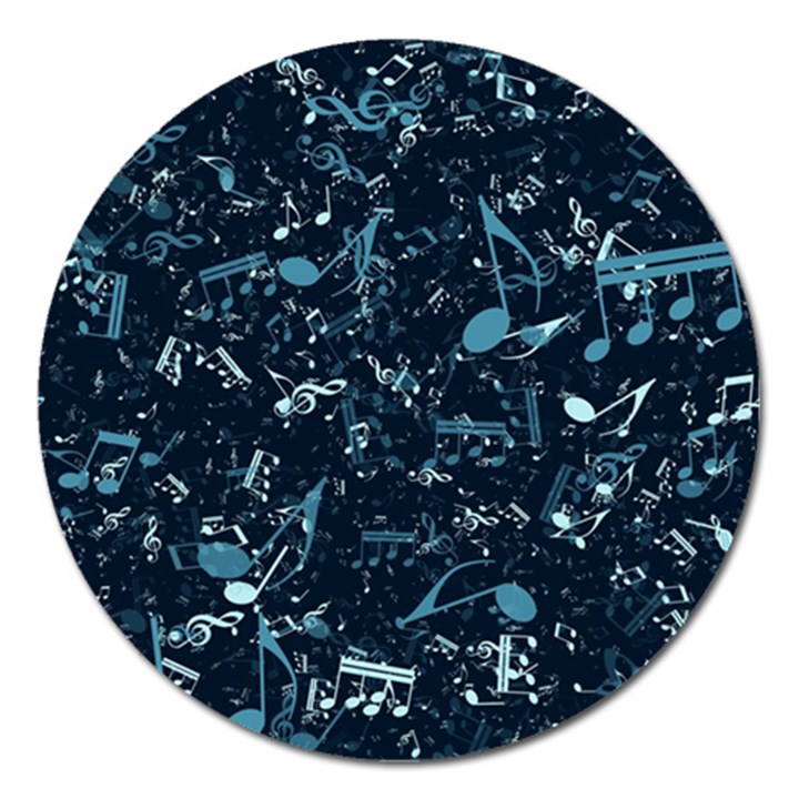 Prussian Blue Music Notes Magnet 5  (Round)