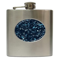 Prussian Blue Music Notes Hip Flask (6 Oz) by SpinnyChairDesigns