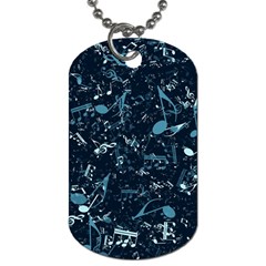 Prussian Blue Music Notes Dog Tag (two Sides) by SpinnyChairDesigns