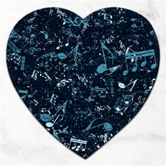 Prussian Blue Music Notes Jigsaw Puzzle (heart) by SpinnyChairDesigns