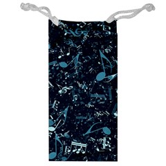 Prussian Blue Music Notes Jewelry Bag by SpinnyChairDesigns