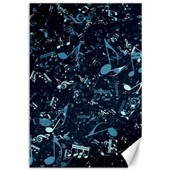 Prussian Blue Music Notes Canvas 12  X 18  by SpinnyChairDesigns