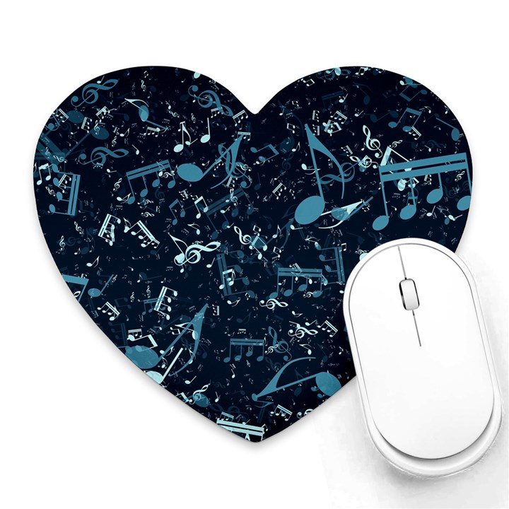 Prussian Blue Music Notes Heart Mousepads