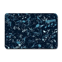 Prussian Blue Music Notes Small Doormat  by SpinnyChairDesigns