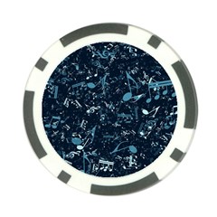 Prussian Blue Music Notes Poker Chip Card Guard by SpinnyChairDesigns