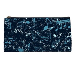 Prussian Blue Music Notes Pencil Case by SpinnyChairDesigns