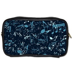 Prussian Blue Music Notes Toiletries Bag (one Side) by SpinnyChairDesigns