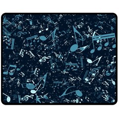 Prussian Blue Music Notes Fleece Blanket (medium)  by SpinnyChairDesigns