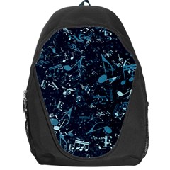 Prussian Blue Music Notes Backpack Bag by SpinnyChairDesigns