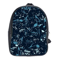 Prussian Blue Music Notes School Bag (xl) by SpinnyChairDesigns