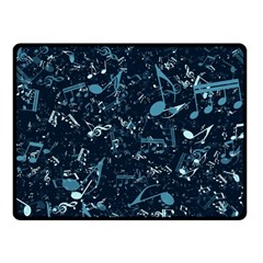 Prussian Blue Music Notes Double Sided Fleece Blanket (small)  by SpinnyChairDesigns