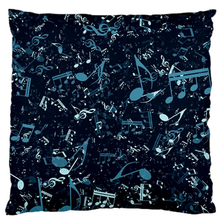 Prussian Blue Music Notes Standard Flano Cushion Case (Two Sides)