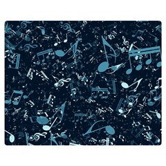 Prussian Blue Music Notes Double Sided Flano Blanket (medium)  by SpinnyChairDesigns