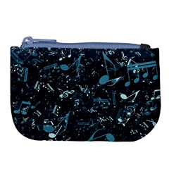 Prussian Blue Music Notes Large Coin Purse by SpinnyChairDesigns