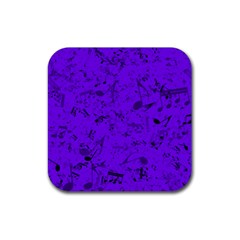 Electric Indigo Music Notes Rubber Coaster (square)  by SpinnyChairDesigns