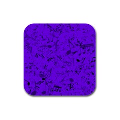 Electric Indigo Music Notes Rubber Square Coaster (4 Pack)  by SpinnyChairDesigns