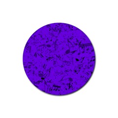 Electric Indigo Music Notes Rubber Round Coaster (4 Pack)  by SpinnyChairDesigns