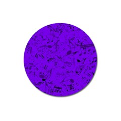 Electric Indigo Music Notes Magnet 3  (round) by SpinnyChairDesigns