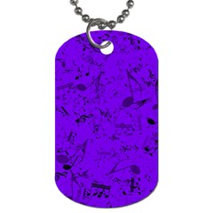 Electric Indigo Music Notes Dog Tag (one Side) by SpinnyChairDesigns