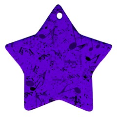 Electric Indigo Music Notes Star Ornament (two Sides) by SpinnyChairDesigns