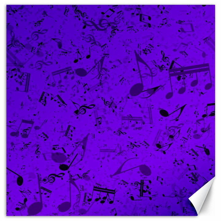 Electric Indigo Music Notes Canvas 16  x 16 