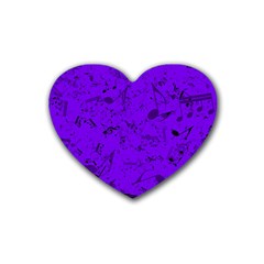 Electric Indigo Music Notes Heart Coaster (4 Pack)  by SpinnyChairDesigns