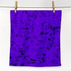 Electric Indigo Music Notes Face Towel by SpinnyChairDesigns