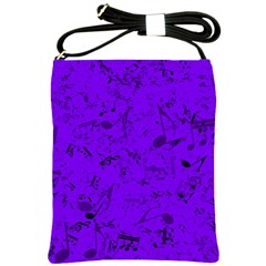 Electric Indigo Music Notes Shoulder Sling Bag by SpinnyChairDesigns