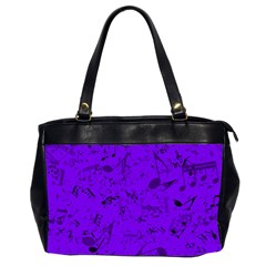 Electric Indigo Music Notes Oversize Office Handbag (2 Sides) by SpinnyChairDesigns