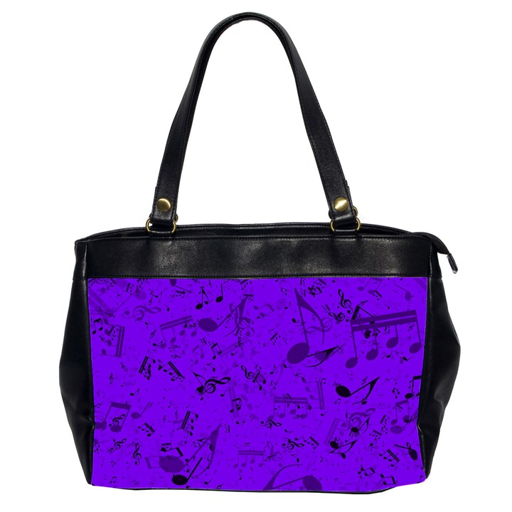 Electric Indigo Music Notes Oversize Office Handbag (2 Sides)