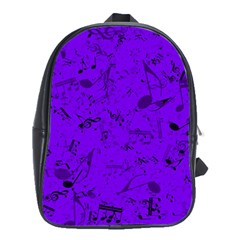 Electric Indigo Music Notes School Bag (xl) by SpinnyChairDesigns