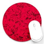 Scarlet Red Music Notes Round Mousepads Front