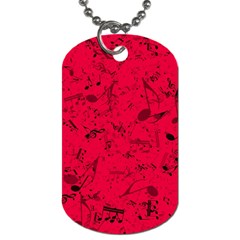 Scarlet Red Music Notes Dog Tag (one Side) by SpinnyChairDesigns