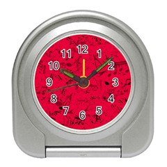 Scarlet Red Music Notes Travel Alarm Clock by SpinnyChairDesigns