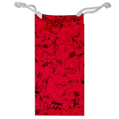 Scarlet Red Music Notes Jewelry Bag by SpinnyChairDesigns