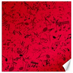 Scarlet Red Music Notes Canvas 16  X 16  by SpinnyChairDesigns