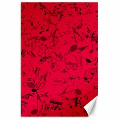 Scarlet Red Music Notes Canvas 24  X 36  by SpinnyChairDesigns