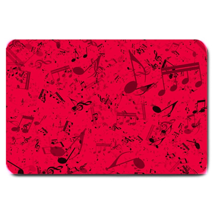 Scarlet Red Music Notes Large Doormat 