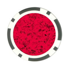 Scarlet Red Music Notes Poker Chip Card Guard by SpinnyChairDesigns