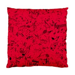 Scarlet Red Music Notes Standard Cushion Case (two Sides) by SpinnyChairDesigns