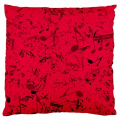 Scarlet Red Music Notes Large Cushion Case (two Sides) by SpinnyChairDesigns