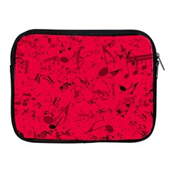 Scarlet Red Music Notes Apple Ipad 2/3/4 Zipper Cases