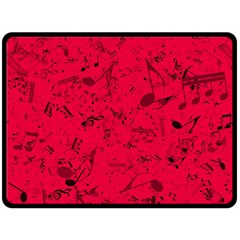 Scarlet Red Music Notes Double Sided Fleece Blanket (large)  by SpinnyChairDesigns