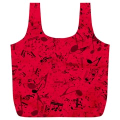 Scarlet Red Music Notes Full Print Recycle Bag (xl) by SpinnyChairDesigns