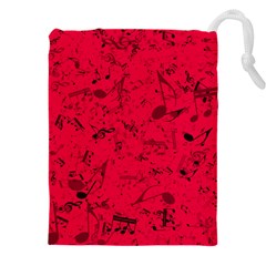 Scarlet Red Music Notes Drawstring Pouch (5xl) by SpinnyChairDesigns