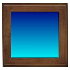 Aqua Blue And Indigo Ombre Framed Tile by SpinnyChairDesigns