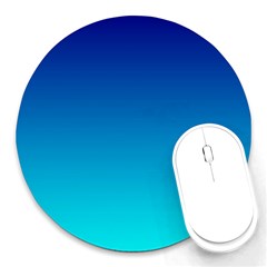 Aqua Blue And Indigo Ombre Round Mousepads by SpinnyChairDesigns